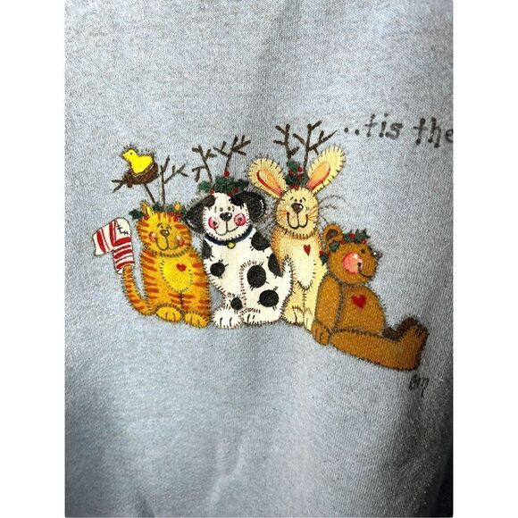 Vintage‎ Pro Spirit Select Christmas Animals Turtleneck Sweatshirt Size XL - Picture 2 of 7